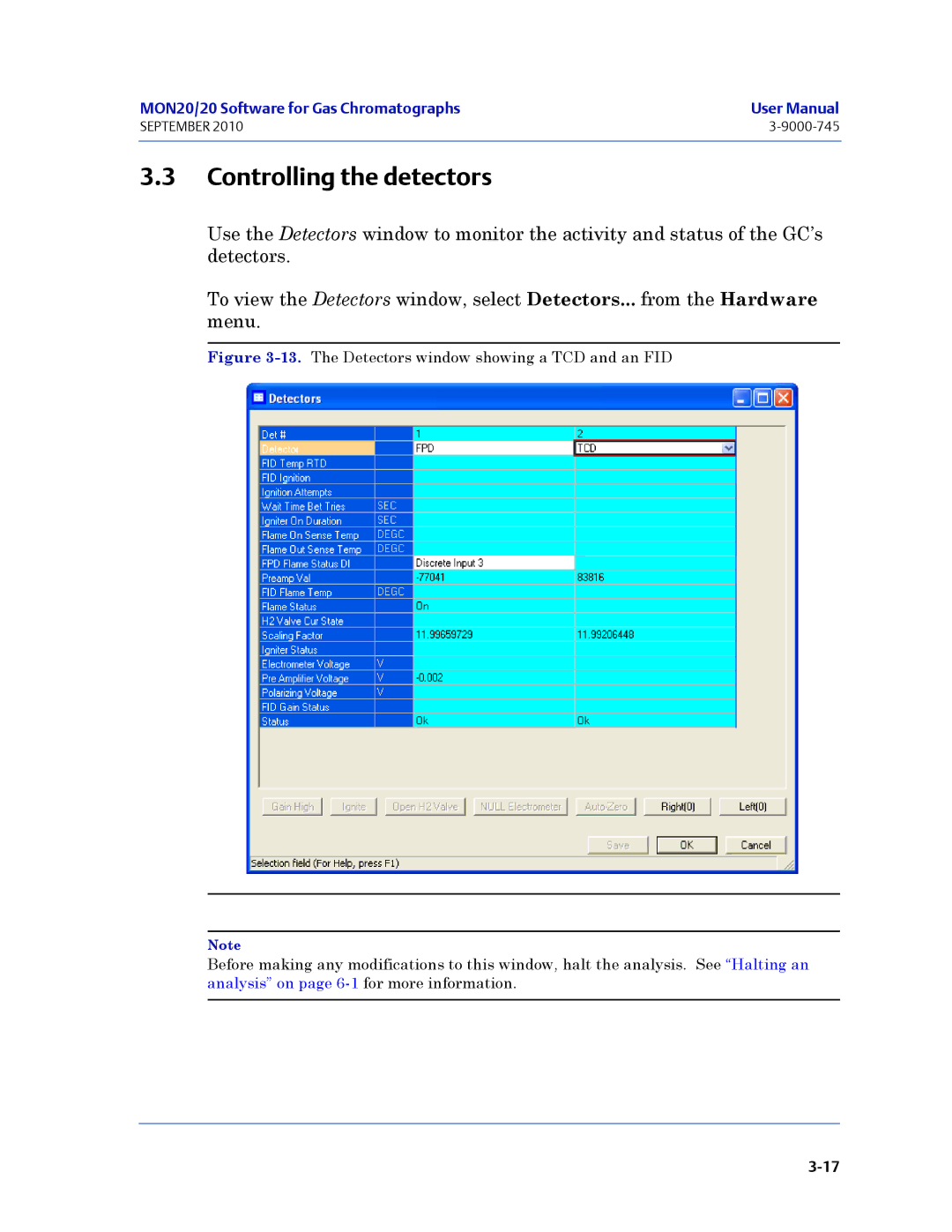 Emerson Process Management 3-9000-745 manual Controlling the detectors 