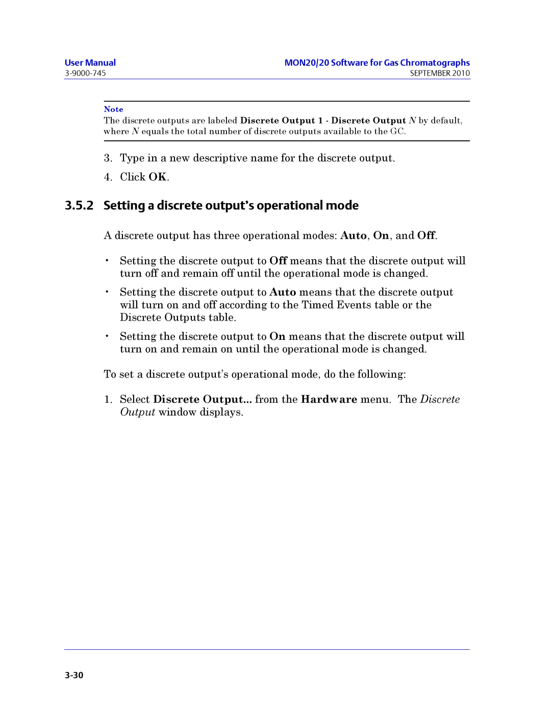 Emerson Process Management 3-9000-745 manual Setting a discrete output’s operational mode 