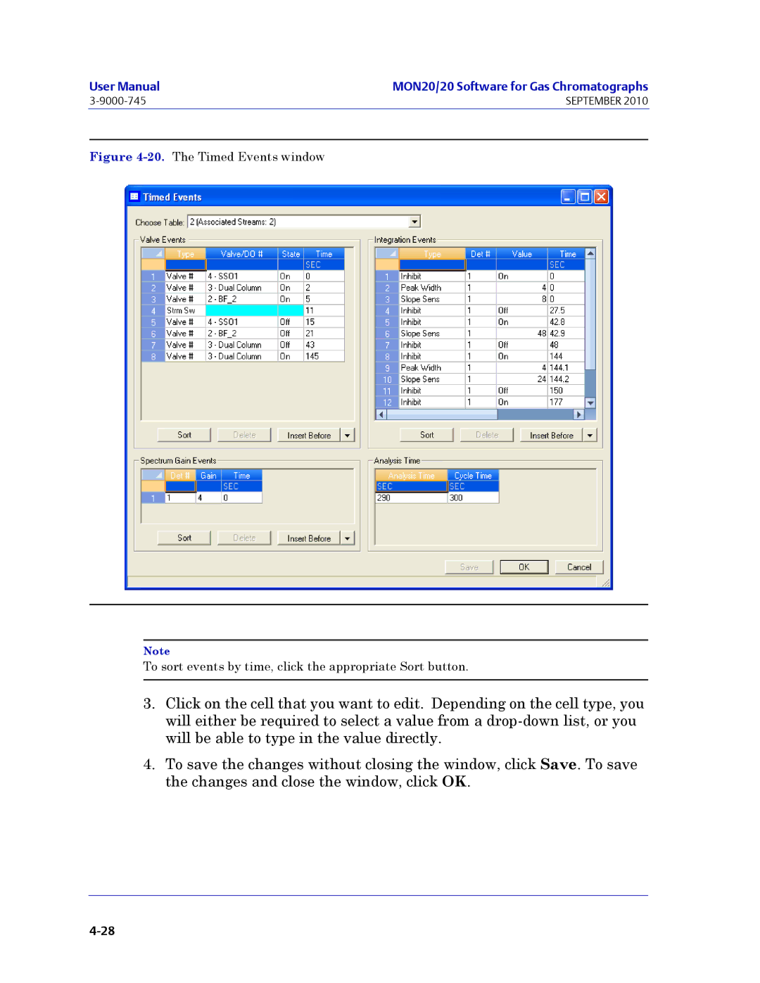 Emerson Process Management 3-9000-745 manual The Timed Events window 