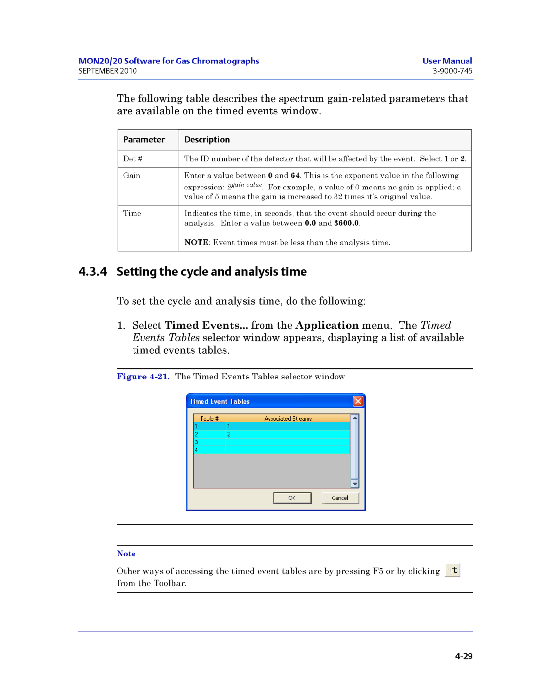 Emerson Process Management 3-9000-745 manual Setting the cycle and analysis time 