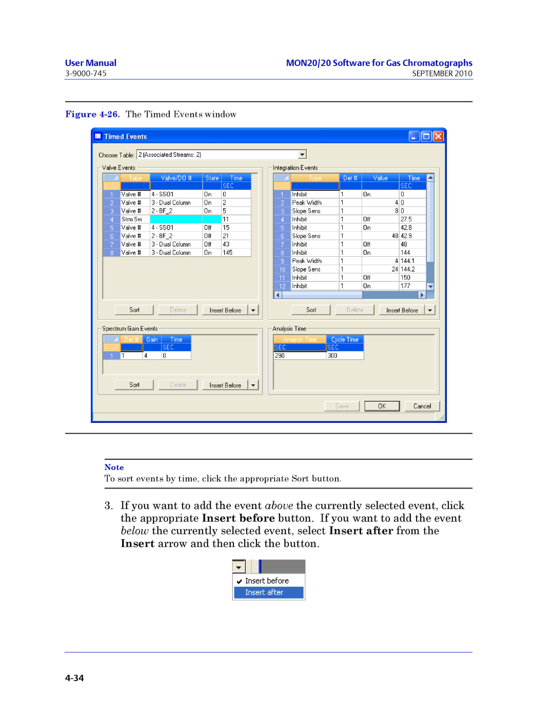 Emerson Process Management 3-9000-745 manual The Timed Events window 