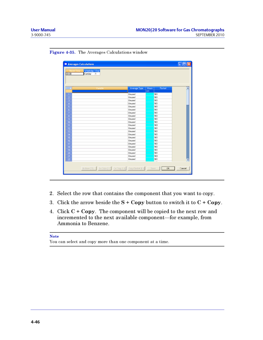 Emerson Process Management 3-9000-745 manual The Averages Calculations window 