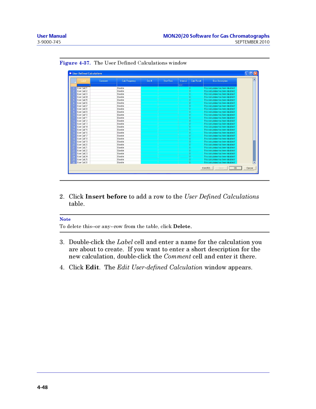 Emerson Process Management 3-9000-745 manual Click Edit. The Edit User-defined Calculation window appears 