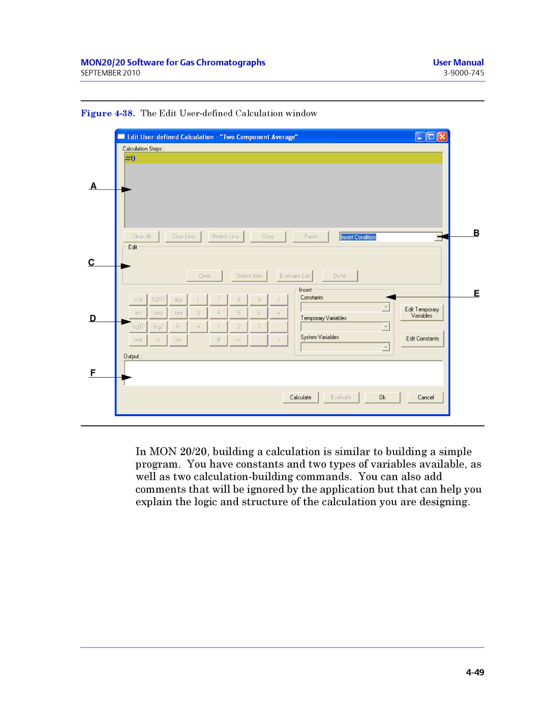 Emerson Process Management 3-9000-745 manual The Edit User-defined Calculation window 