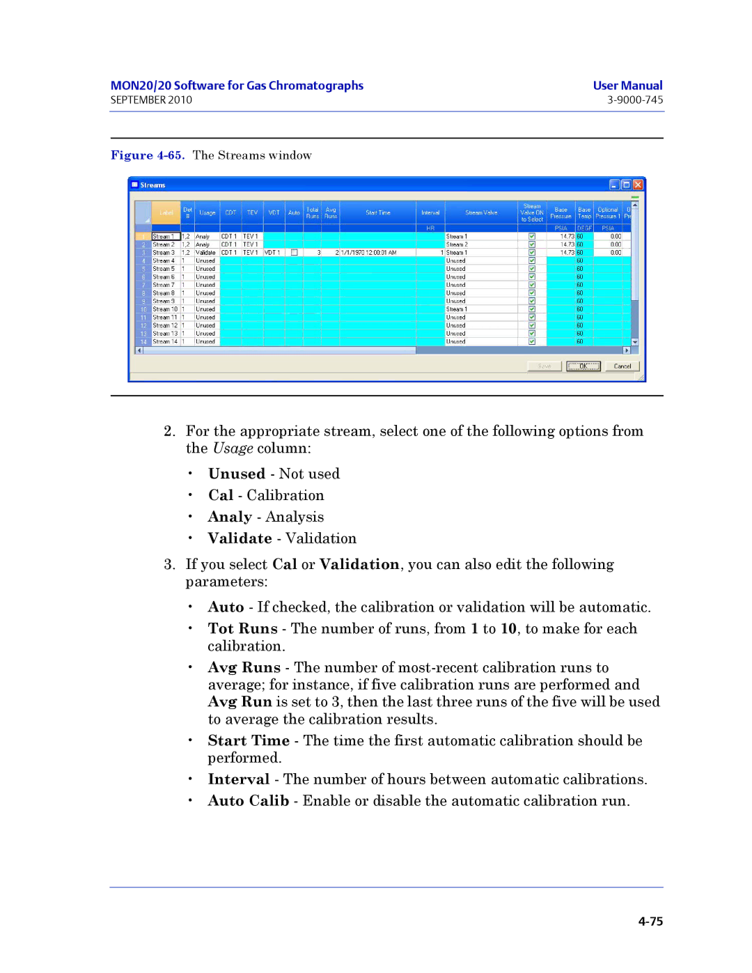 Emerson Process Management 3-9000-745 manual The Streams window 