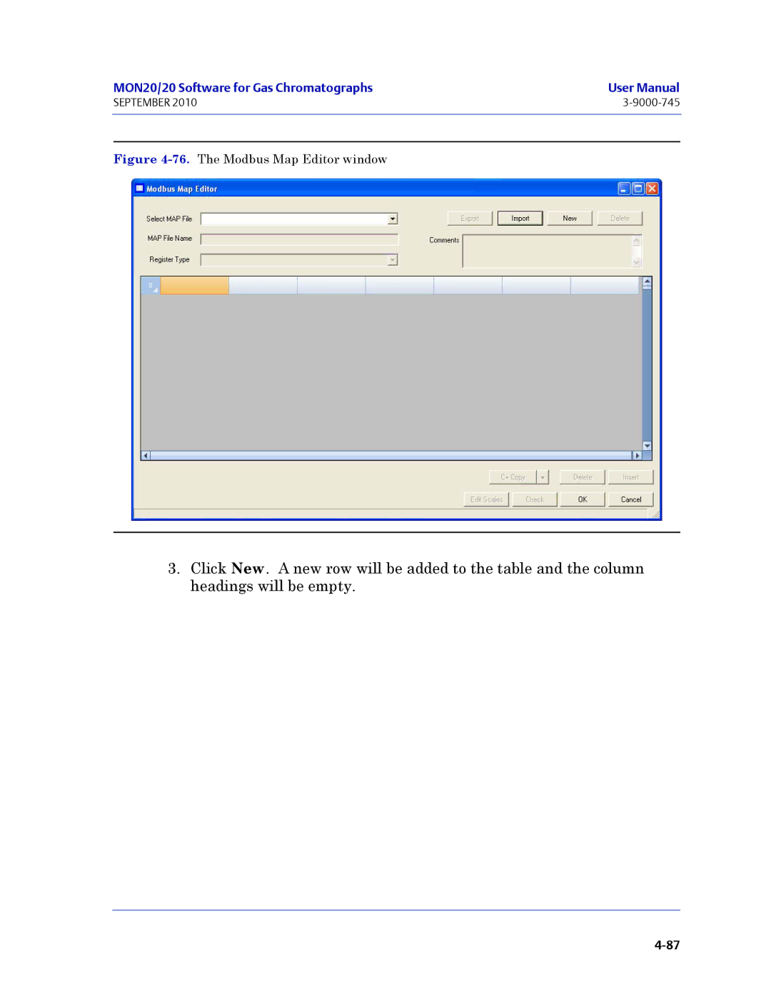 Emerson Process Management 3-9000-745 manual The Modbus Map Editor window 