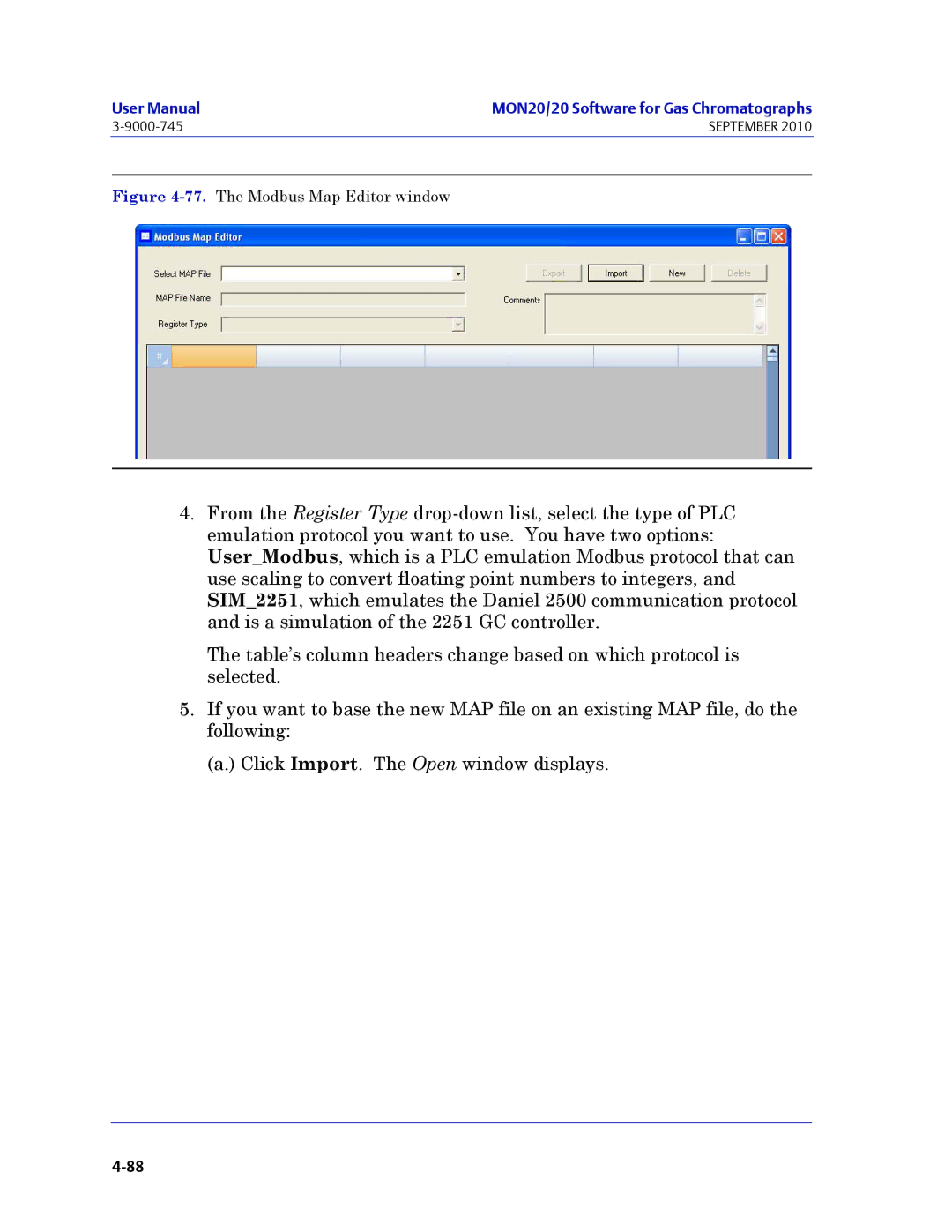 Emerson Process Management 3-9000-745 manual The Modbus Map Editor window 