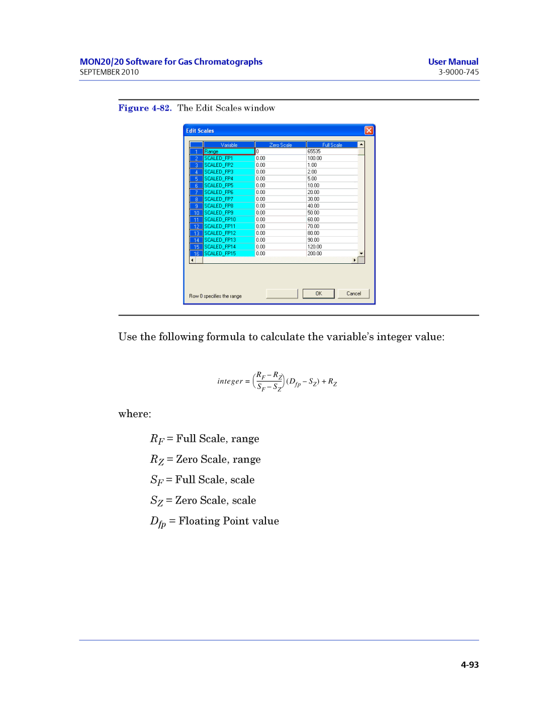 Emerson Process Management 3-9000-745 manual The Edit Scales window 