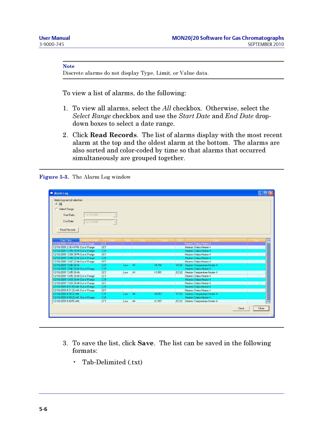 Emerson Process Management 3-9000-745 manual To view a list of alarms, do the following 