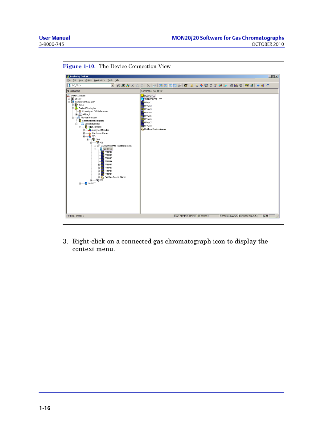 Emerson Process Management 3-9000-745 manual The Device Connection View 