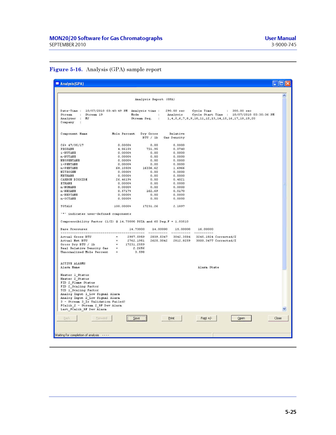 Emerson Process Management 3-9000-745 manual Analysis GPA sample report 