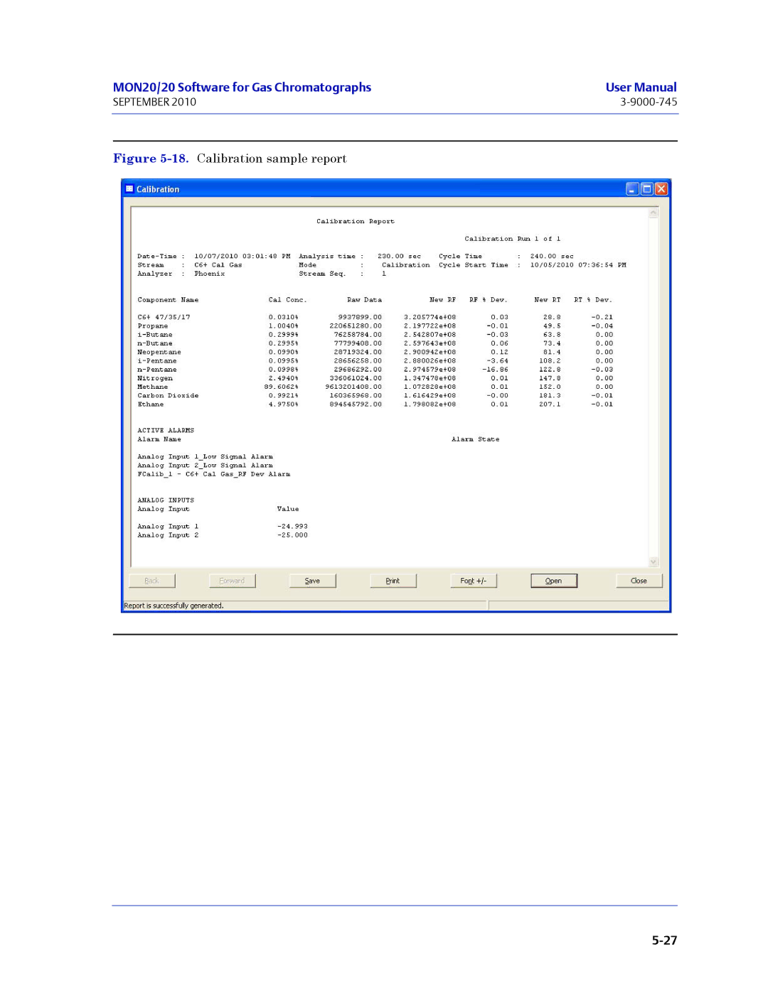 Emerson Process Management 3-9000-745 manual Calibration sample report 