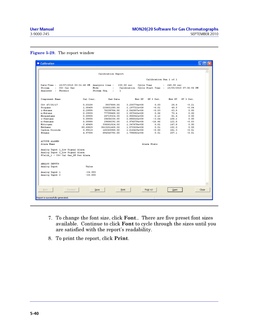 Emerson Process Management 3-9000-745 manual The report window 