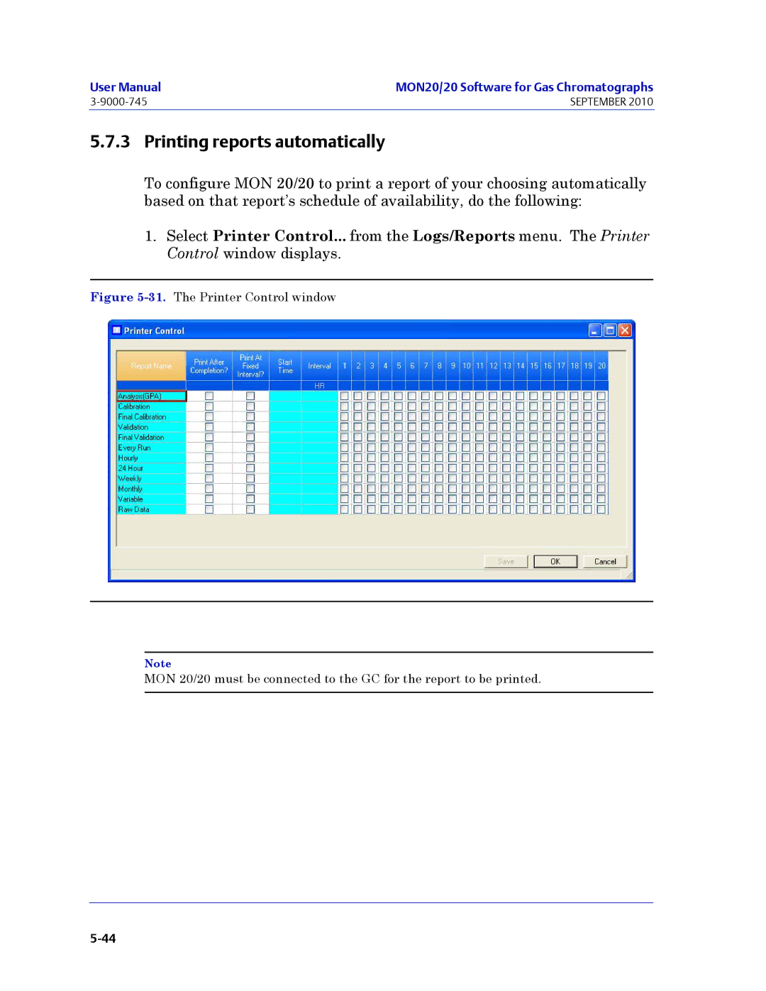 Emerson Process Management 3-9000-745 manual Printing reports automatically 