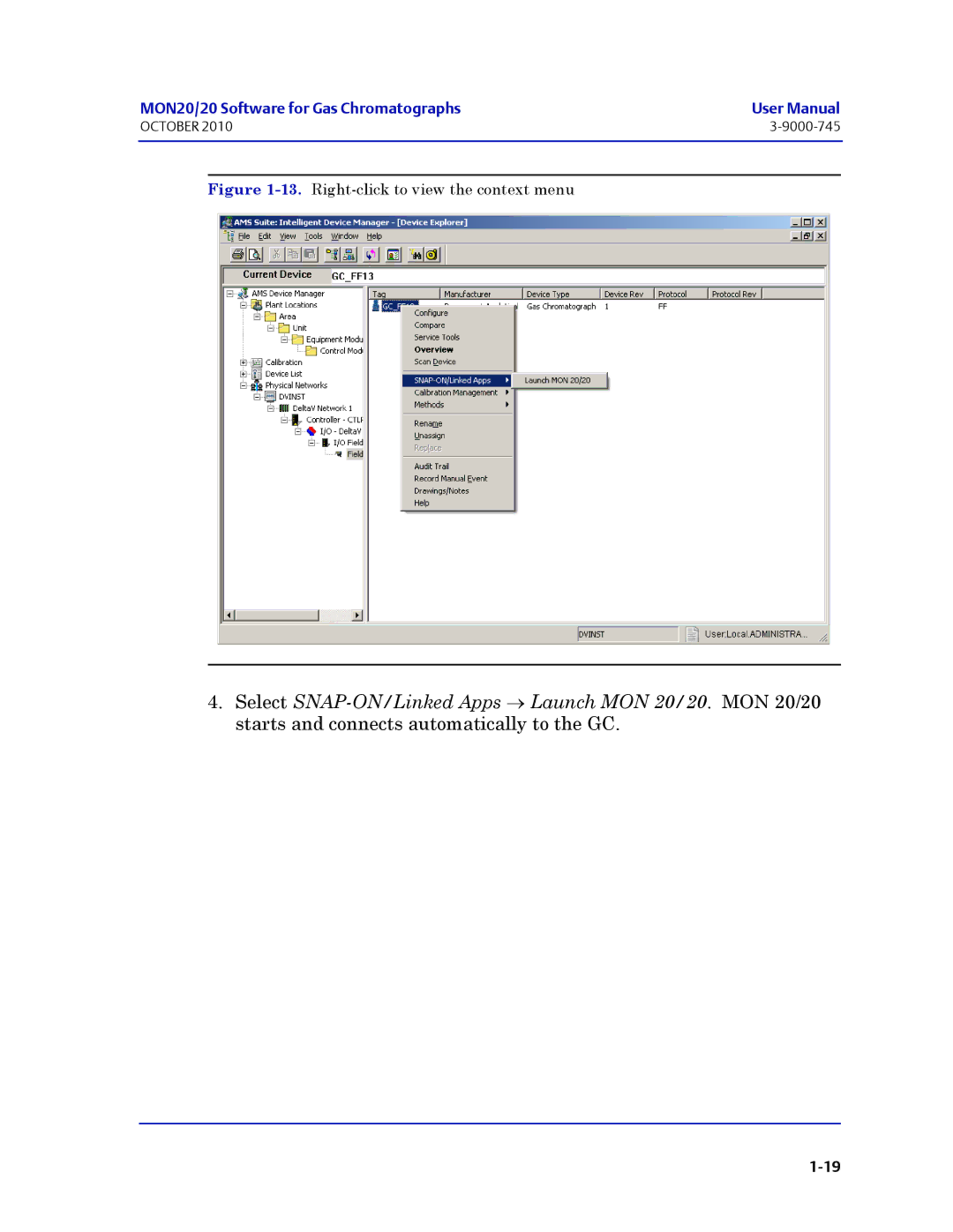 Emerson Process Management 3-9000-745 manual Right-click to view the context menu 