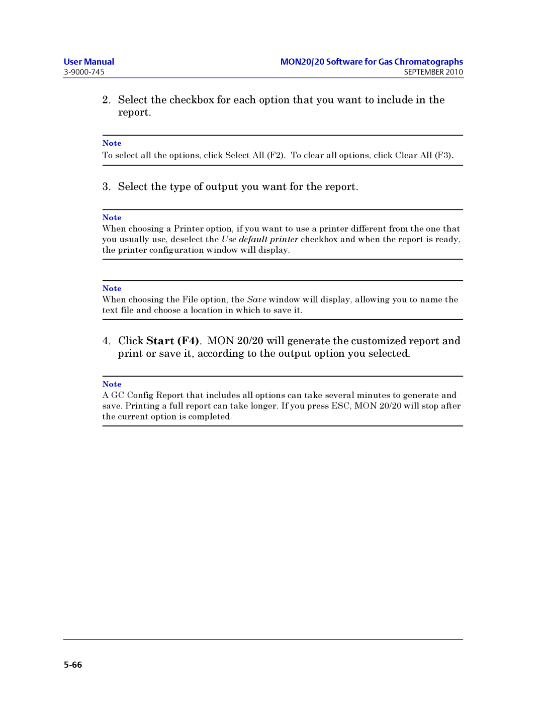 Emerson Process Management 3-9000-745 manual Select the type of output you want for the report 