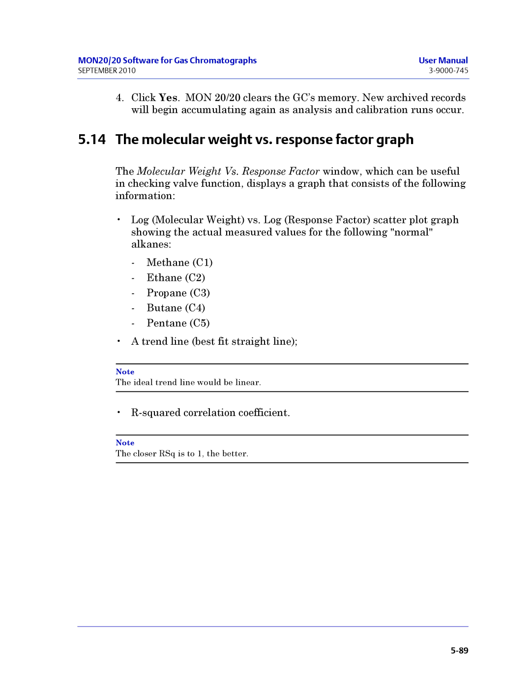 Emerson Process Management 3-9000-745 manual Molecular weight vs. response factor graph 