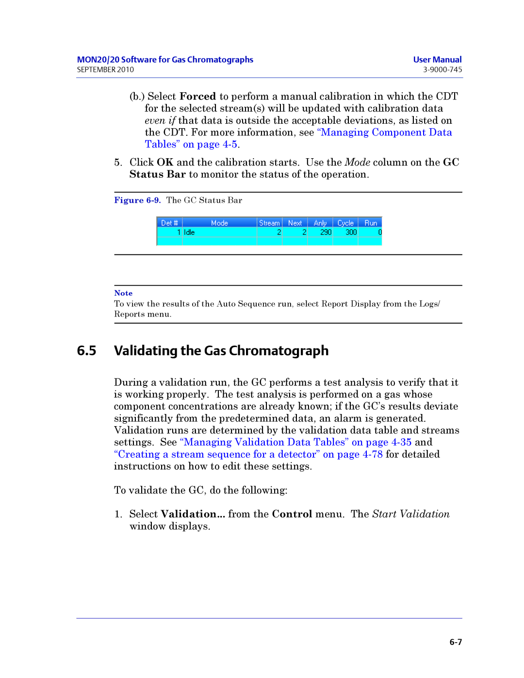 Emerson Process Management 3-9000-745 manual Validating the Gas Chromatograph 