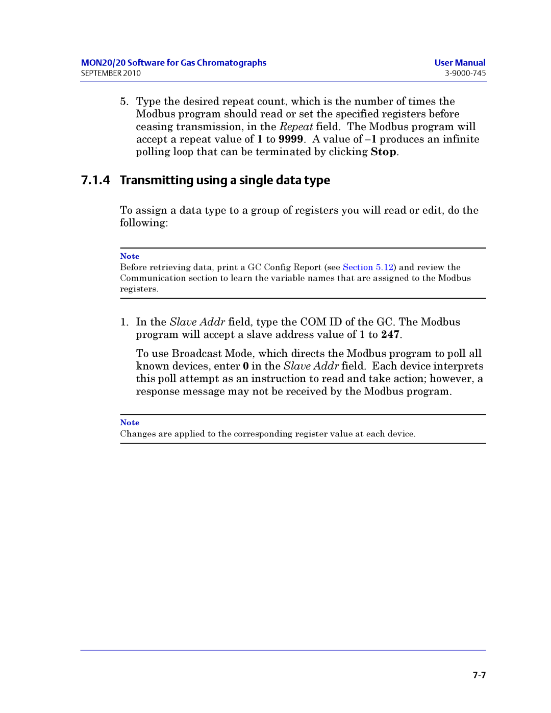 Emerson Process Management 3-9000-745 manual Transmitting using a single data type 