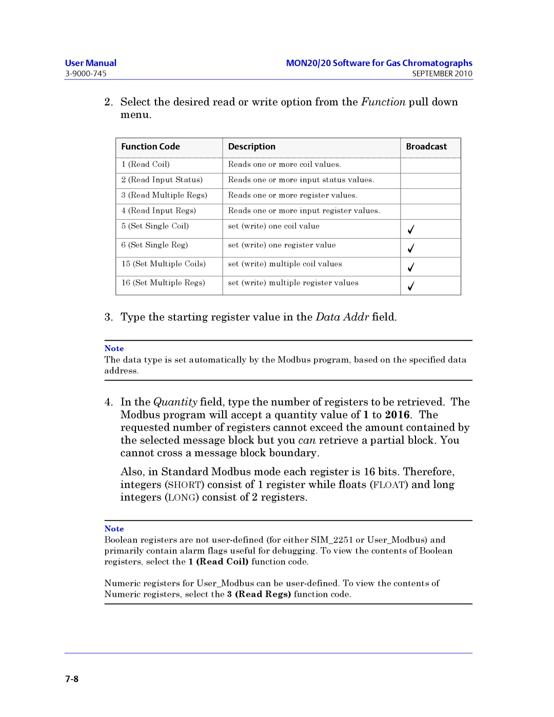 Emerson Process Management 3-9000-745 manual Type the starting register value in the Data Addr field 