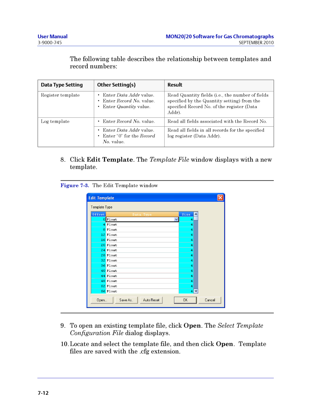 Emerson Process Management 3-9000-745 manual Data Type Setting Other Settings Result 