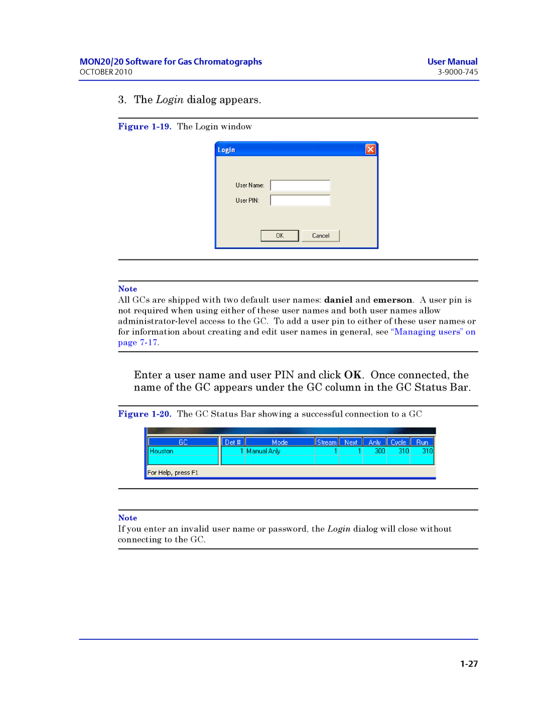 Emerson Process Management 3-9000-745 manual Login dialog appears 