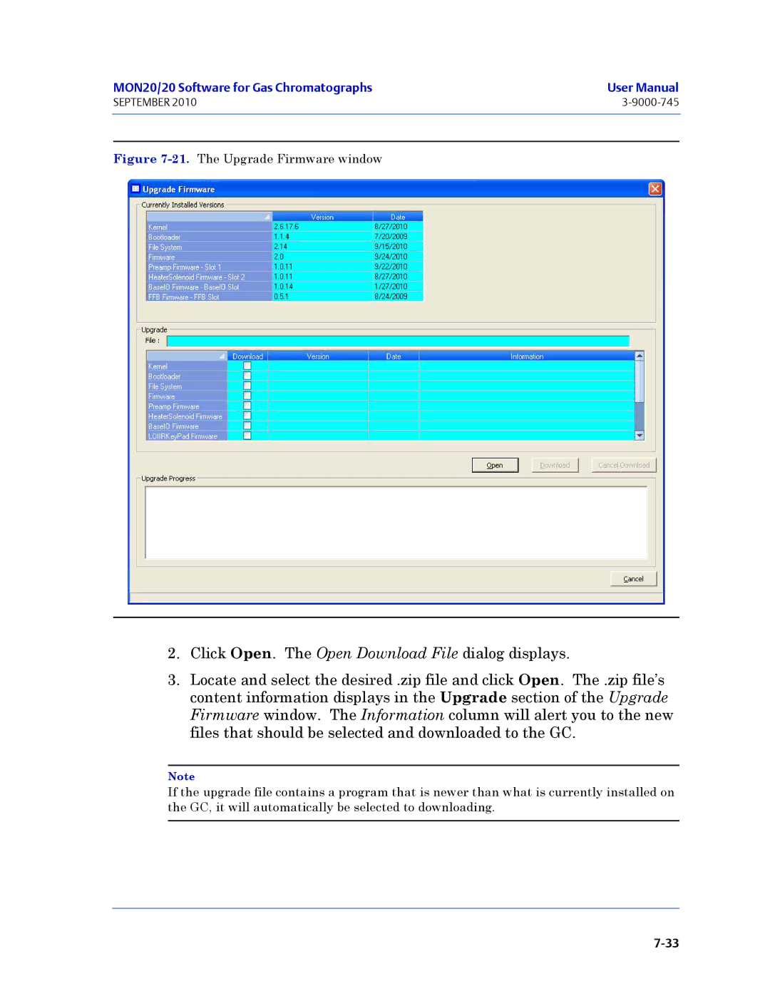 Emerson Process Management 3-9000-745 manual The Upgrade Firmware window 