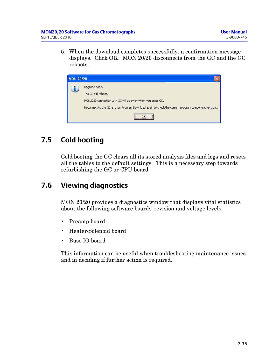 Emerson Process Management 3-9000-745 manual Cold booting, Viewing diagnostics 