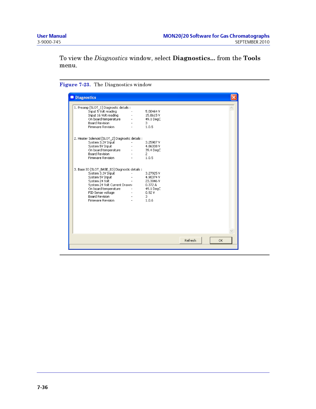 Emerson Process Management 3-9000-745 manual The Diagnostics window 