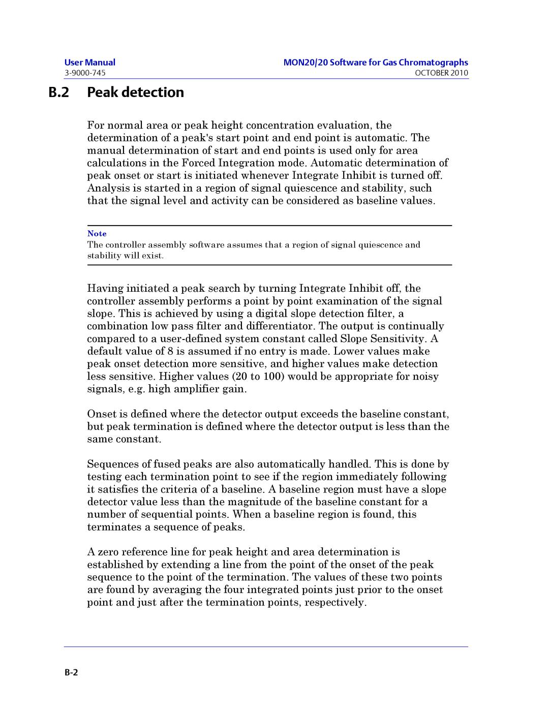 Emerson Process Management 3-9000-745 manual Peak detection 