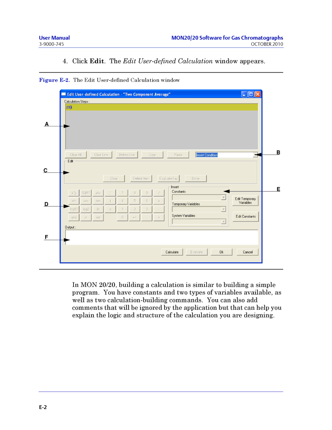 Emerson Process Management 3-9000-745 manual Figure E-2.The Edit User-defined Calculation window 