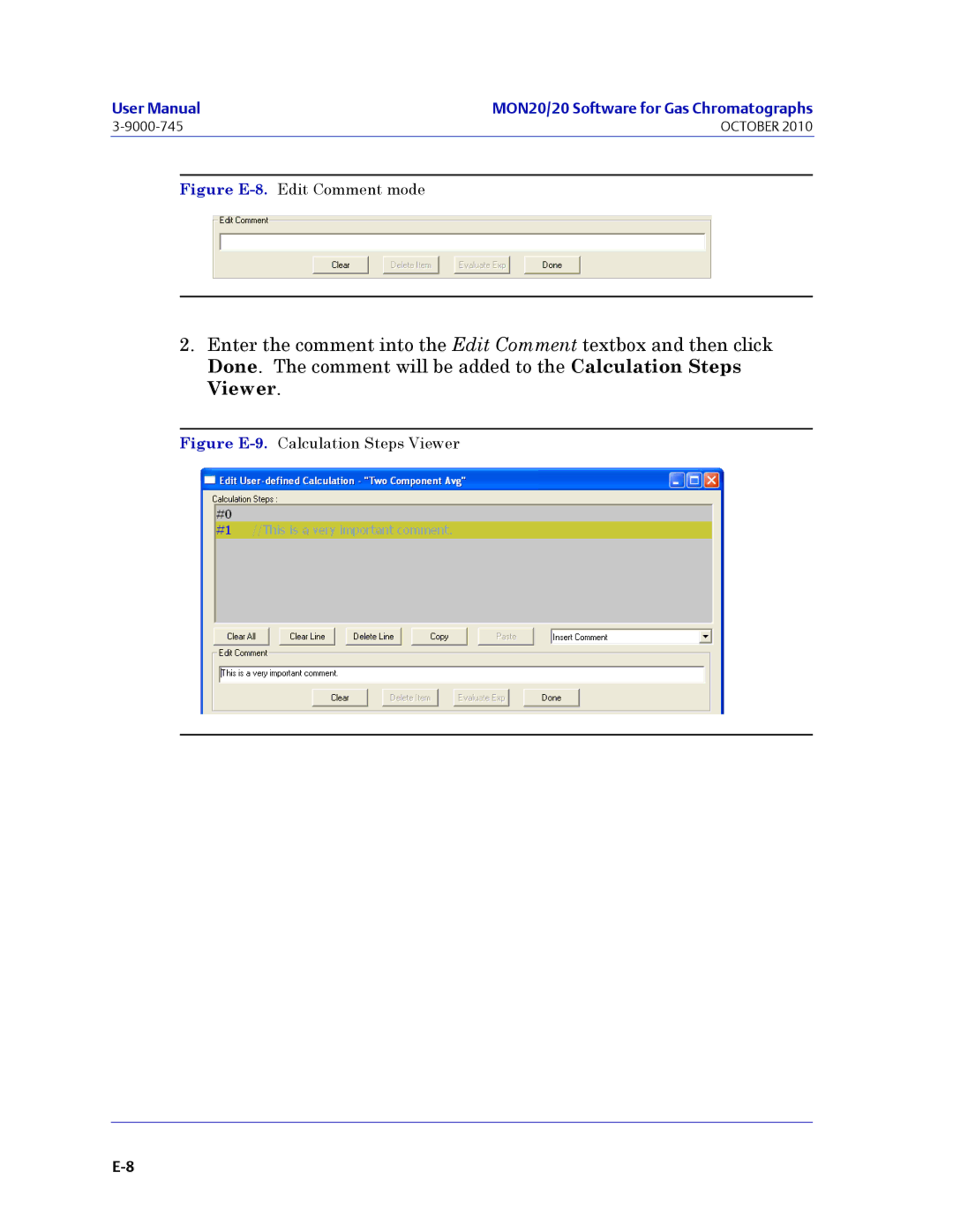 Emerson Process Management 3-9000-745 manual Figure E-8.Edit Comment mode 