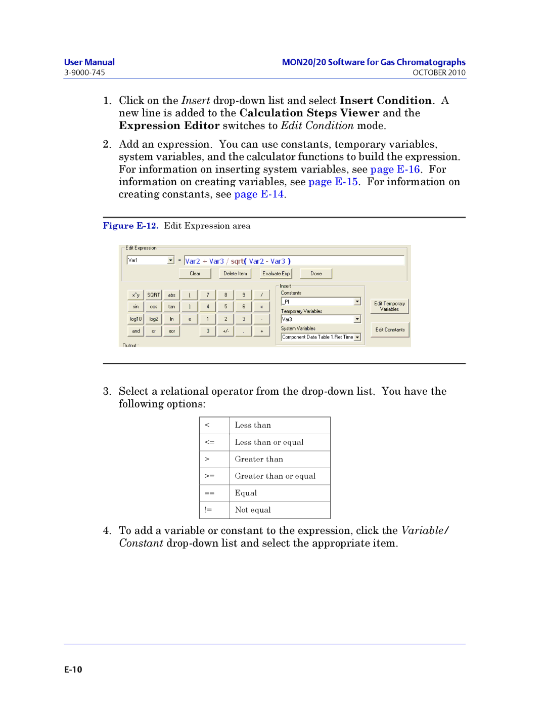 Emerson Process Management 3-9000-745 manual Figure E-12.Edit Expression area 