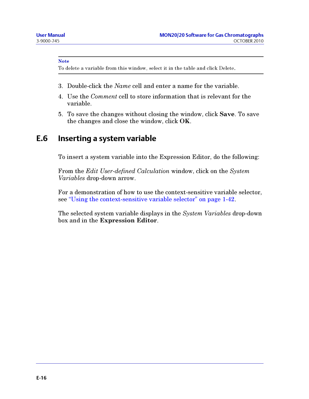 Emerson Process Management 3-9000-745 manual Inserting a system variable 