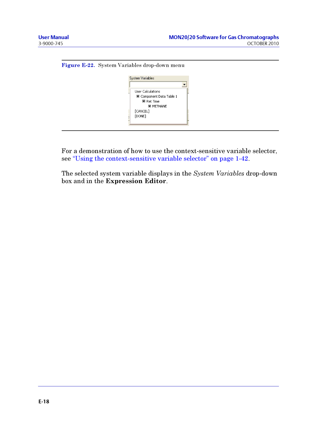 Emerson Process Management 3-9000-745 manual Figure E-22.System Variables drop-down menu 