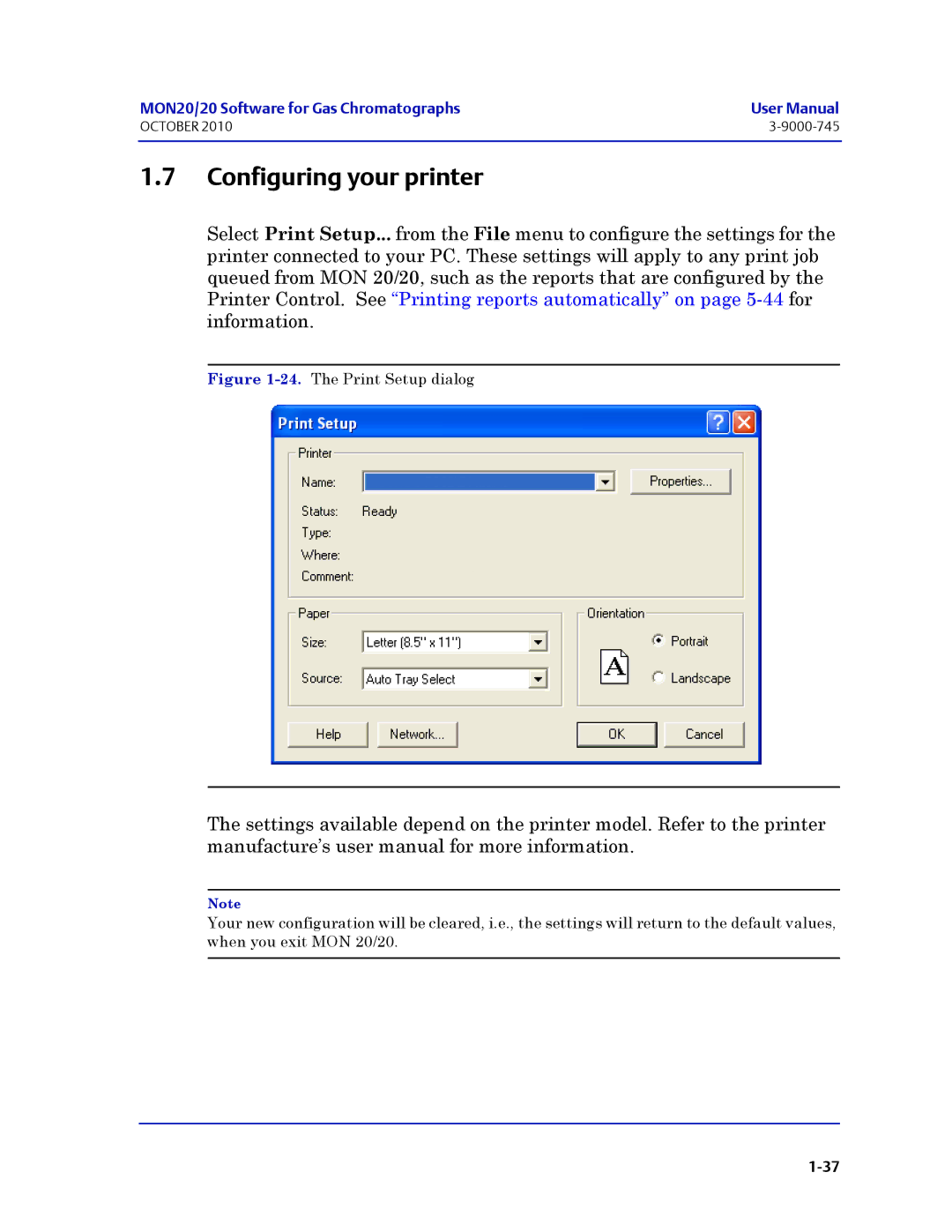 Emerson Process Management 3-9000-745 manual Configuring your printer 