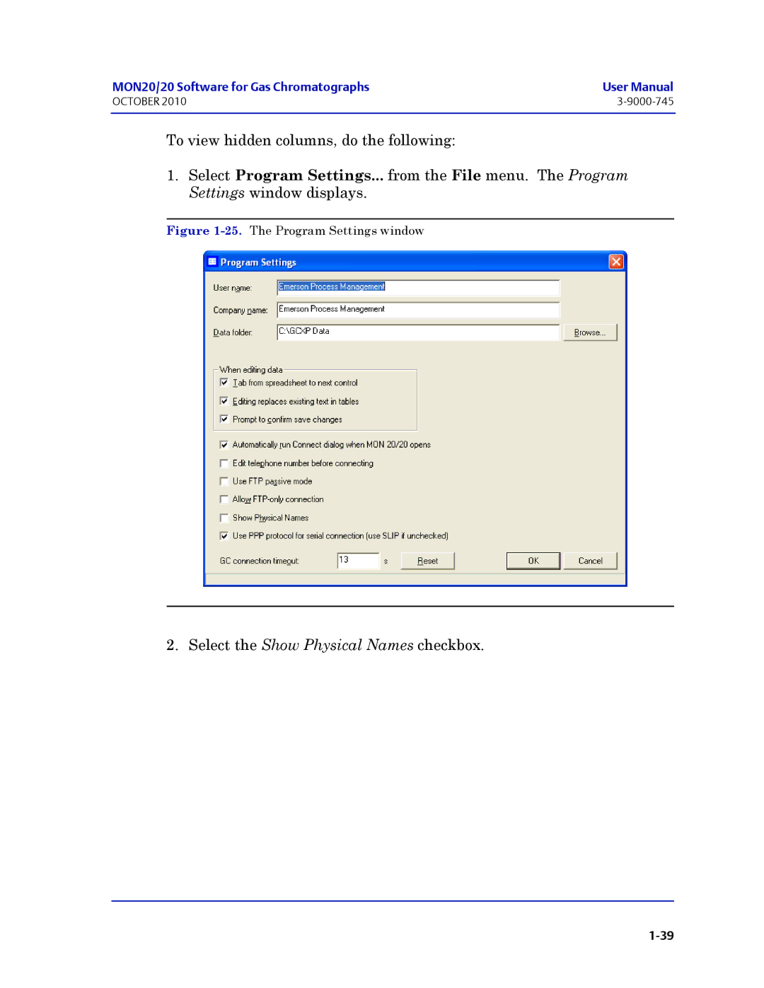 Emerson Process Management 3-9000-745 manual Select the Show Physical Names checkbox 