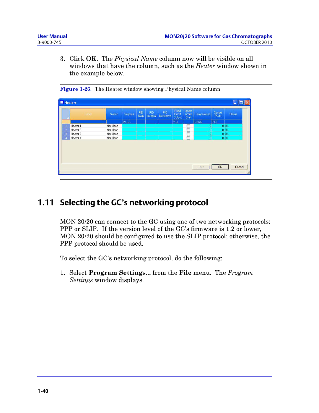 Emerson Process Management 3-9000-745 manual Selecting the GC’s networking protocol 