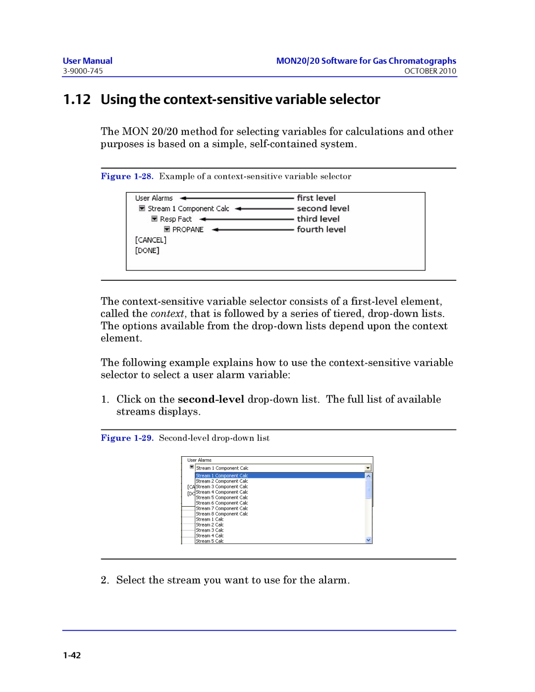 Emerson Process Management 3-9000-745 manual Using the context-sensitive variable selector 