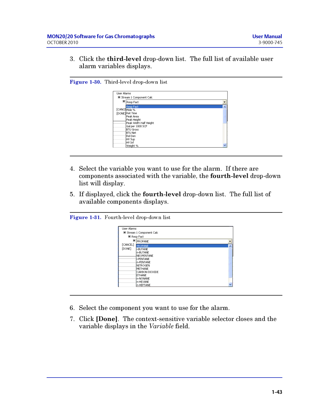 Emerson Process Management 3-9000-745 manual Third-level drop-down list 