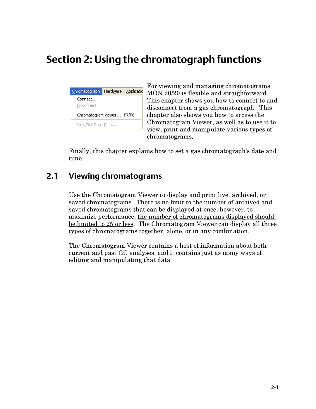 Emerson Process Management 3-9000-745 manual Using the chromatograph functions, Viewing chromatograms 