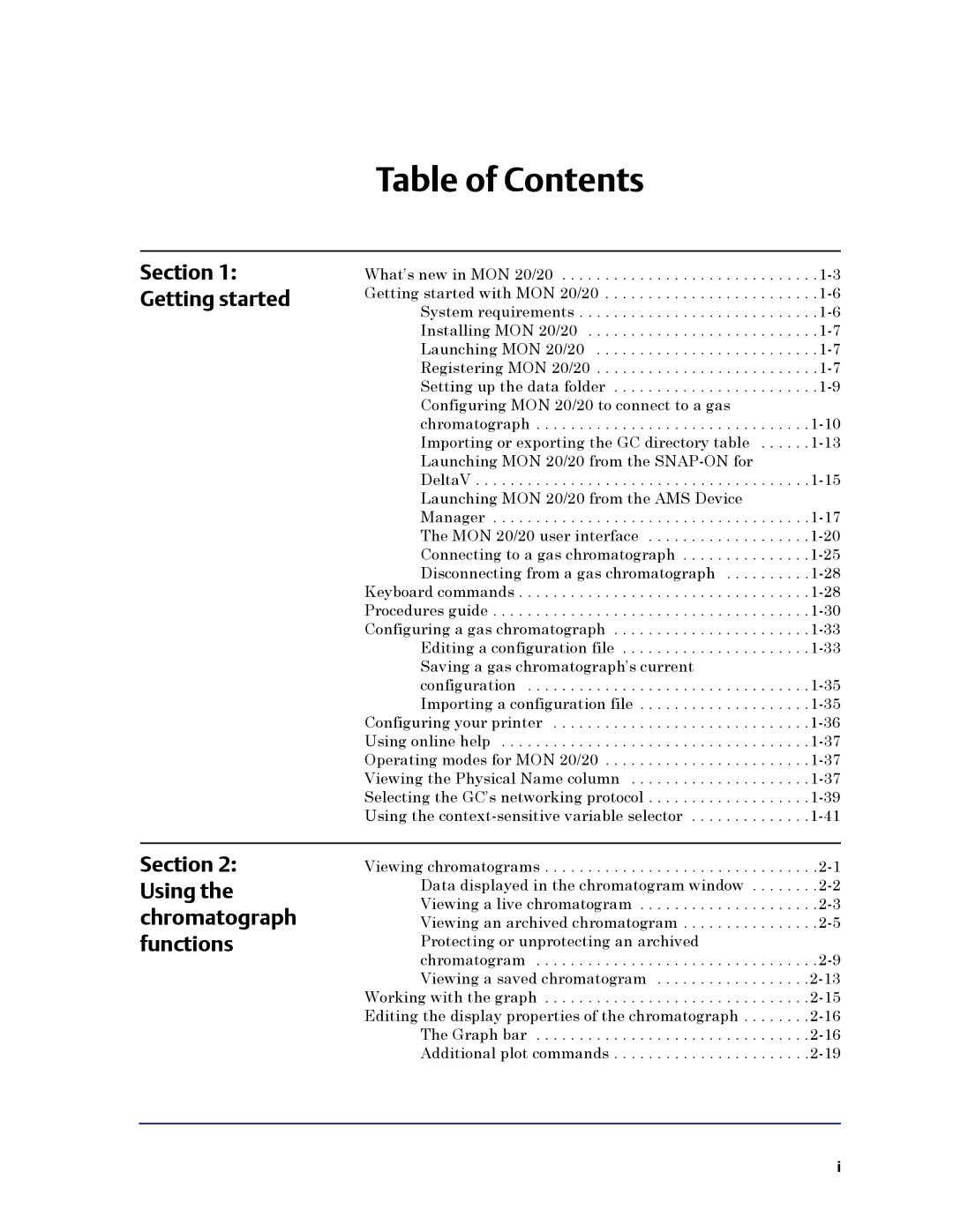 Emerson Process Management 3-9000-745 manual Table of Contents 