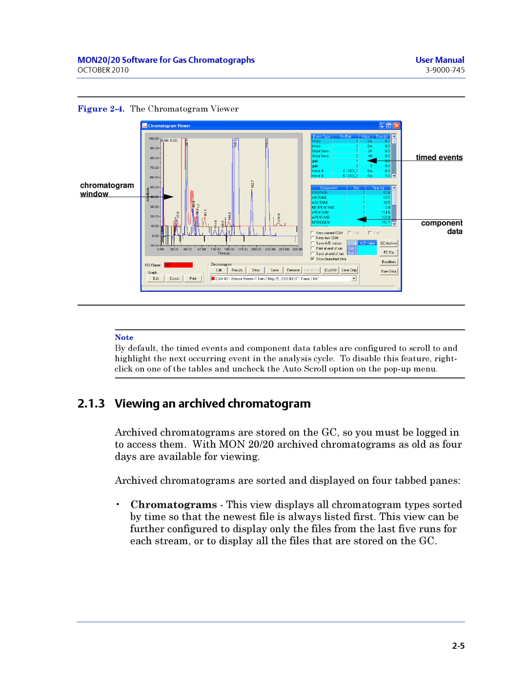 Emerson Process Management 3-9000-745 manual Viewing an archived chromatogram, Chromatogram Viewer 