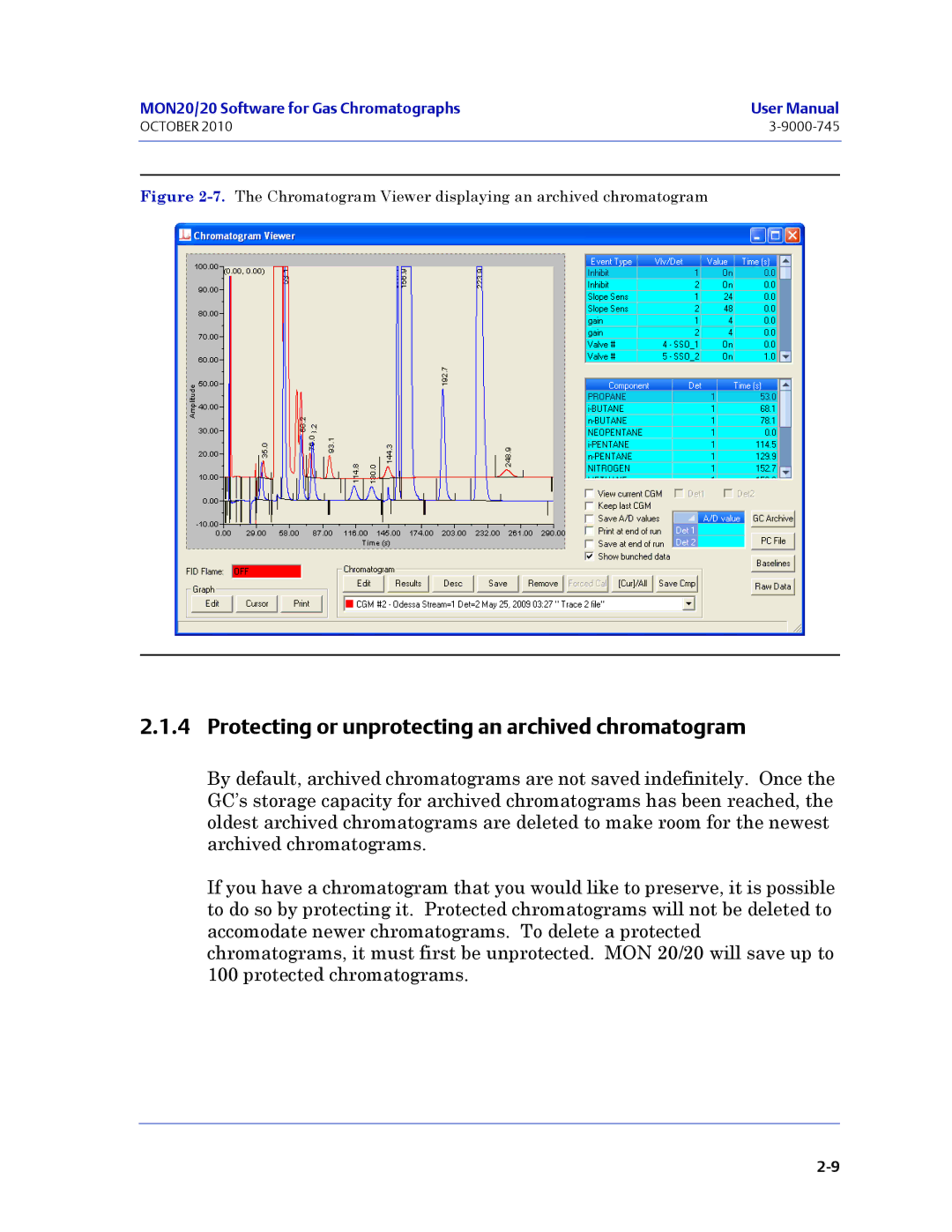 Emerson Process Management 3-9000-745 manual Protecting or unprotecting an archived chromatogram 