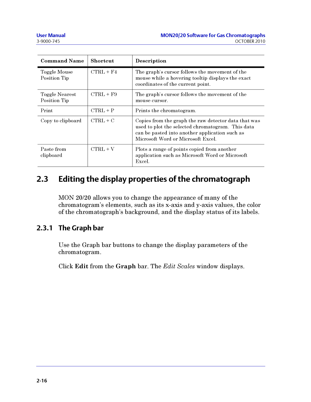 Emerson Process Management 3-9000-745 manual Editing the display properties of the chromatograph, Graph bar 