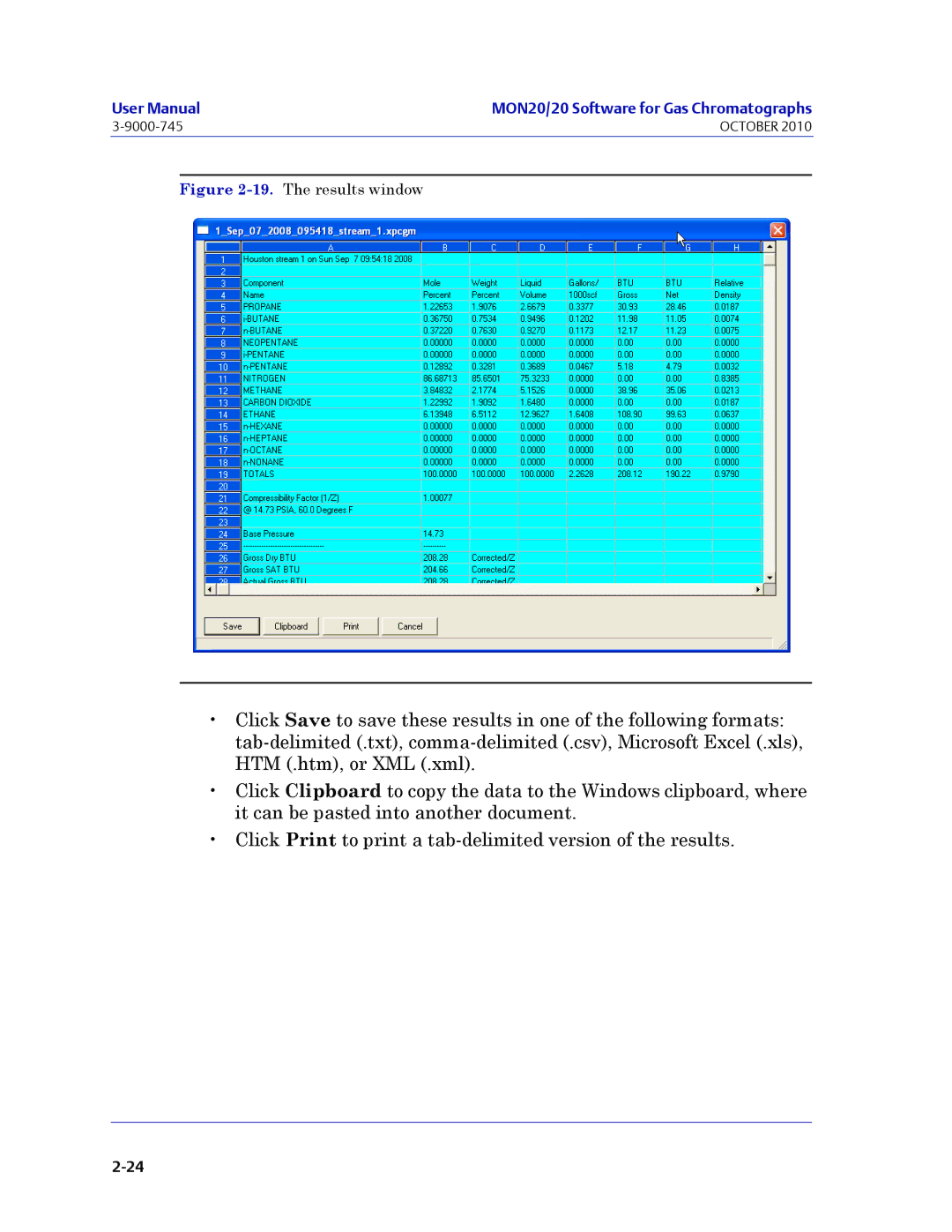 Emerson Process Management 3-9000-745 manual The results window 