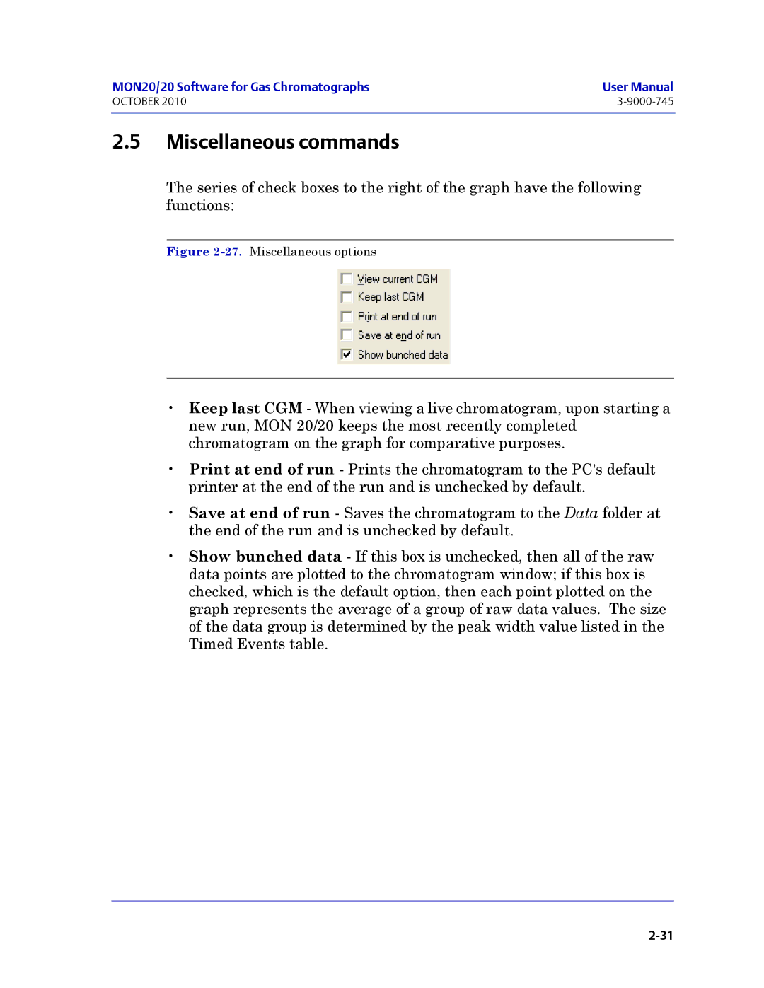 Emerson Process Management 3-9000-745 manual Miscellaneous commands, Miscellaneous options 