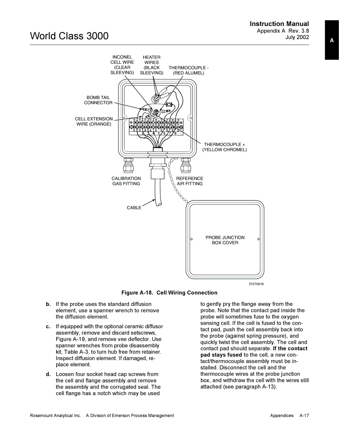 Emerson Process Management 3000 instruction manual Figure A-18. Cell Wiring Connection 