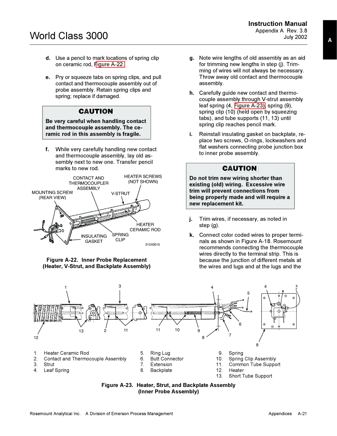 Emerson Process Management 3000 instruction manual Contact Heater Screws Not Shown Thermocoupler 