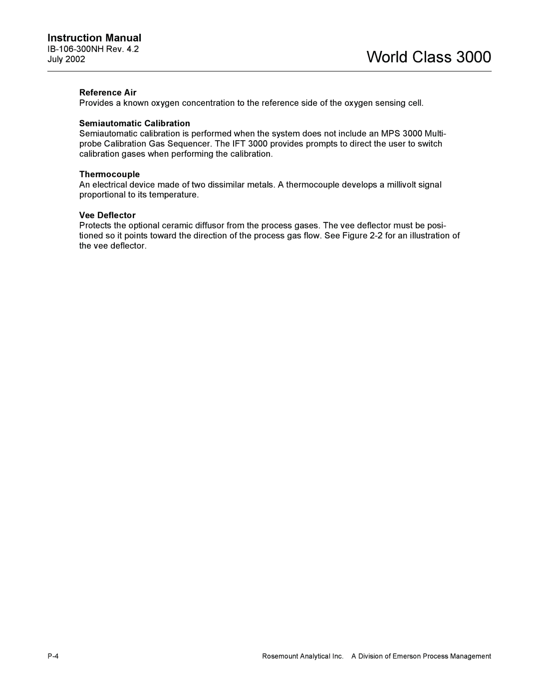 Emerson Process Management 3000 instruction manual Reference Air, Semiautomatic Calibration, Thermocouple, Vee Deflector 